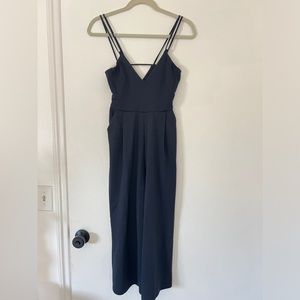 ZARA WB Women's Navy Blue Sleeveless Jumpsuit Cut Outs Size Small